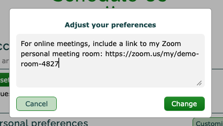 Screenshot of user input to create a custom setting for Zoom calls